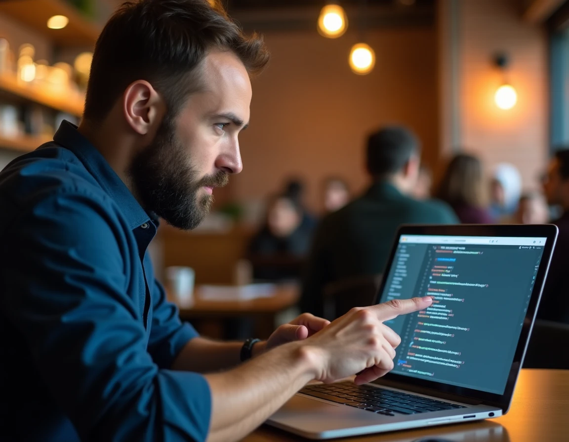 Développeur utilisant les outils navigateur pour inspecter un espace invisible dans le code HTML d'une page web