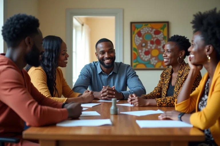 Groupe africain en réunion dans un centre communautaire